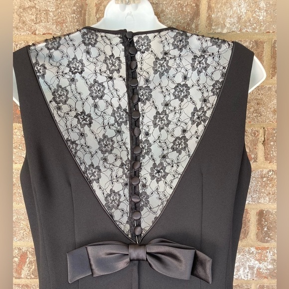 DONNA MORGAN | 60s Style Little Black Bow Dress | Size 6 - Picture 3 of 5